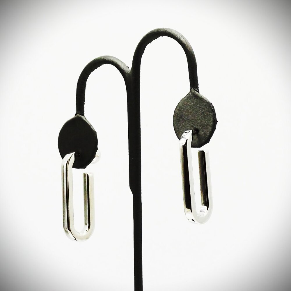 BURBERRY Two-in-One Rhodium Plated Blue Resin Convertible Dangle Earrings - Picture 5 of 12
